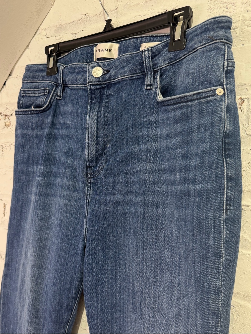FRAME Le Crop Mini Boot Jeans Blue High Rise Crop Stretch Denim Size 33 - Picture 5 of 8